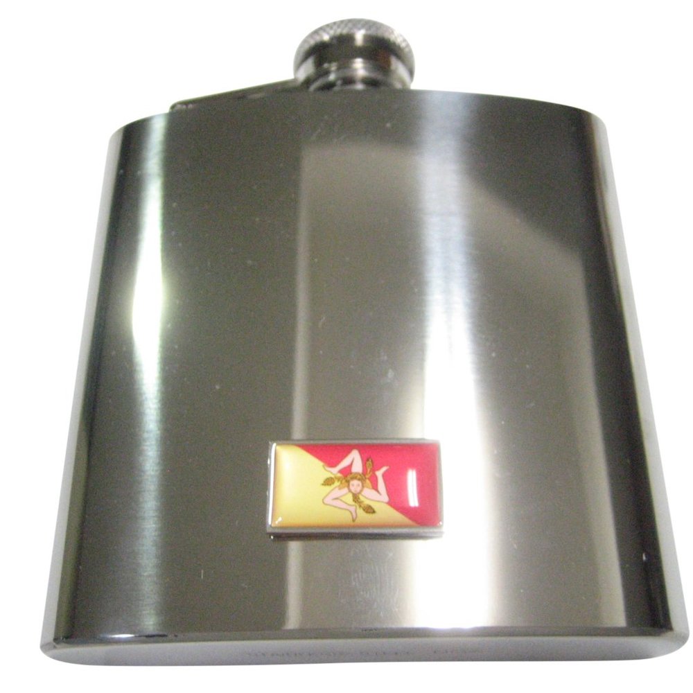 Thin Bordered Sicily Flag 6oz Flask - image 1